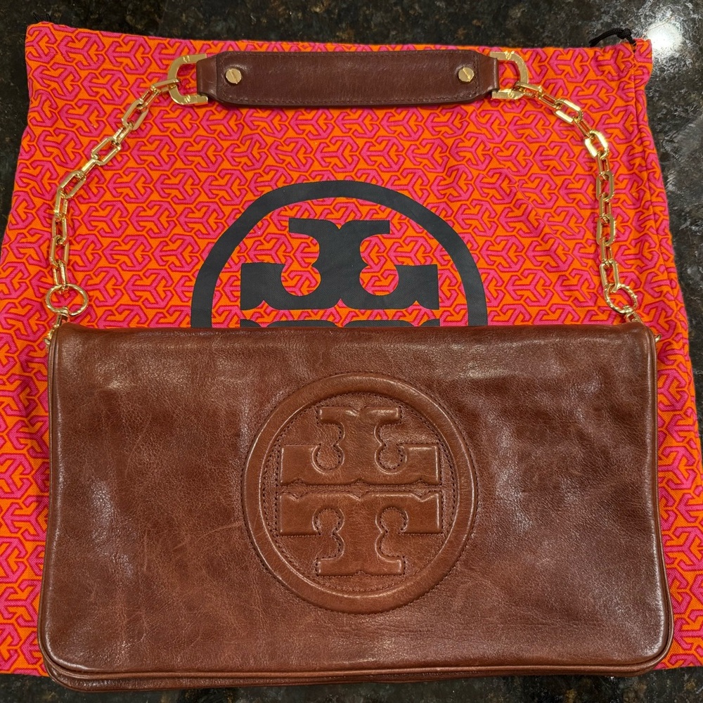 Tory Burch Chocolate Leather Chain Bag